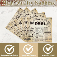 60Th Birthday Party Decorations – 50 Pcs Vintage Newspaper Back in 1966 Paper De