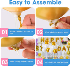4 Sets Balloon Stand Kits, Balloon Sticks Holder with Base for Table Graduation