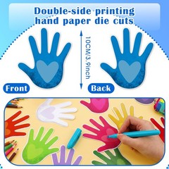 360 PCS 3.9 Inch Assorted Color Hands With Heart Paper Cutouts Craft Decor