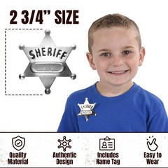 Metal Sheriff Badges – (Pack of 24) Silver Star Name Badges with Stickers for…