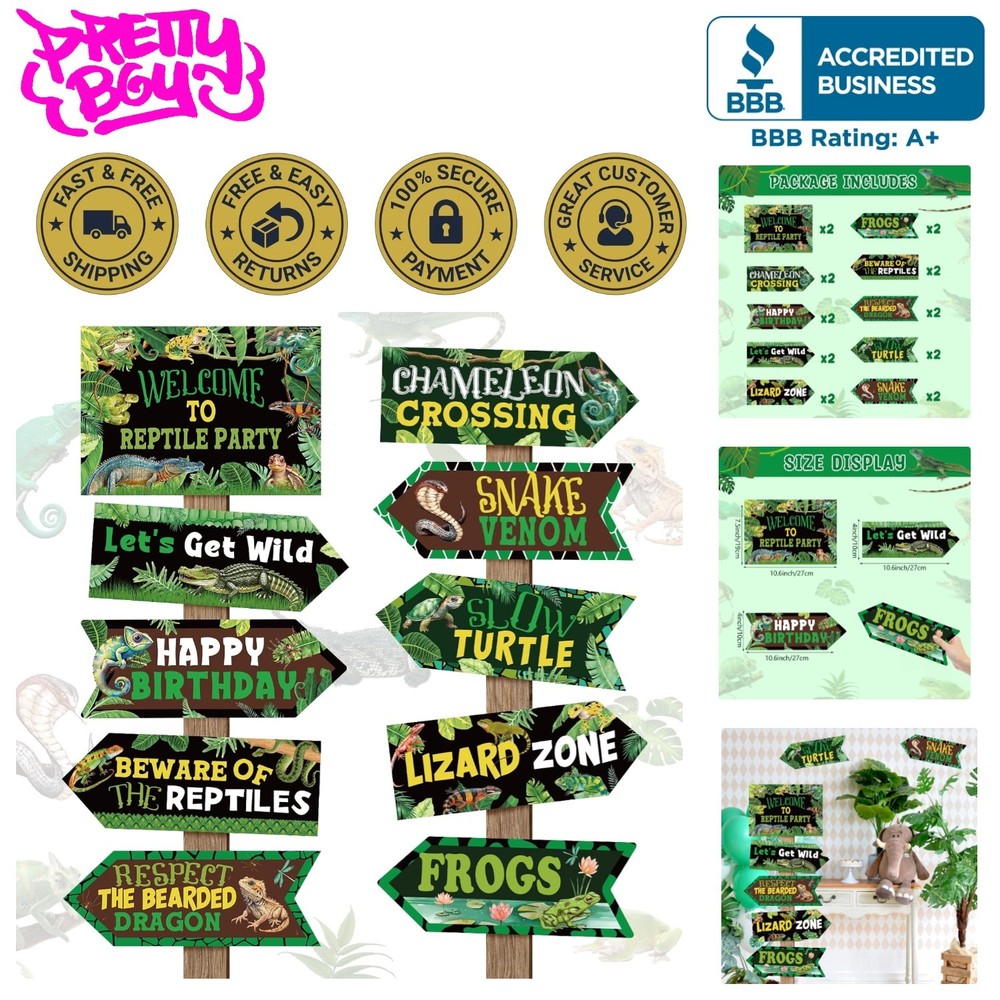 Reptile Birthday Party Decor – 20 Durable Directional Signs to Captivate Guests