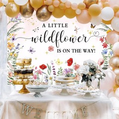 Charming Pink Watercolor Wildflower Backdrop – Perfect for Baby Showers (7x5ft)