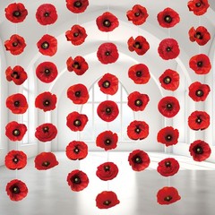 8 Pieces Party Decorations Artificial Poppy Flowers Garlands Red Flower Hangi…