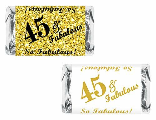 45 & Fabulous Miniatures Candy Bar Wrapper, (Set of 60) Mini Candy Bar Stickers