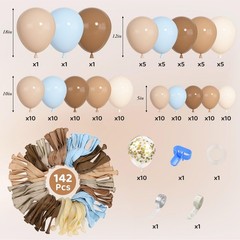 Boho Balloon Garland Arch Kit 142PCS Brown Blue Baby Shower Decorations