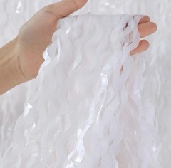 3Pcs Wavy White Metallic Tinsel Curtain Foil Fringe Backdrop3.3 ft x 6.6 ft S…