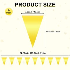 4-Pack 10m/32.8FT Triangle Pennant Banner Flag Metallic Fabric Bunting Party …