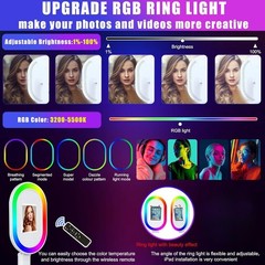 Portable iPad Photo Booth with RGB Ring Light Selfie Photo Booth Kiosk for Party