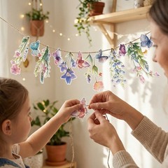 48Pcs Flower Fairy Banner Decorations Floral Designs Wildflower Garland – wit…