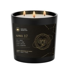 Personalized Aries Zodiac Candle – April 17th Soy Wax, Unique Astrology Gift for