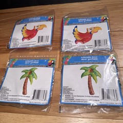 Lot 4 Inflatable Decor Parrot & Palm Tree Tropical Luau Party Decorations 22”