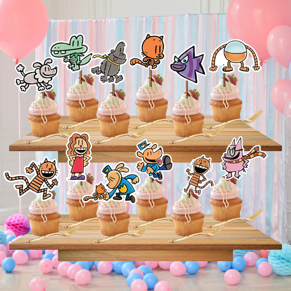 Cat Kid Dog Man Cake Party Supplies birthday decoration balloon cupcake topper