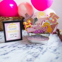 Quinceanera Photo Booth Props – 41-pc Photobooth Kit with 8 x 10-Inch Sign, 6…