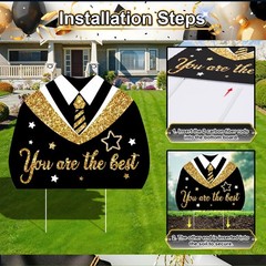 2026 Graduation Yard Signs – 11PCS Black Gold Lawn Decorations for Senior Party