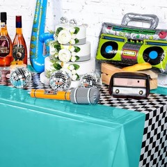 Car Birthday Party Supplies Racing Decorations 50s Party Tablecloth 6 Cyan