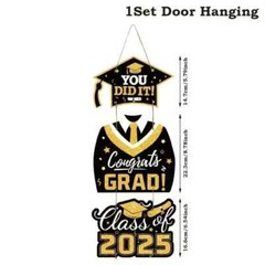 Class of 2025 Aluminum Foil Balloon, Graduation 3 Tier Paper Money Door Hanging