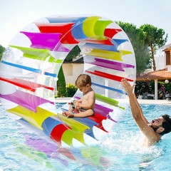 65″ Giant Inflatable Wheel Roller, Colorful Water Rolling Wheel Float for Kid…