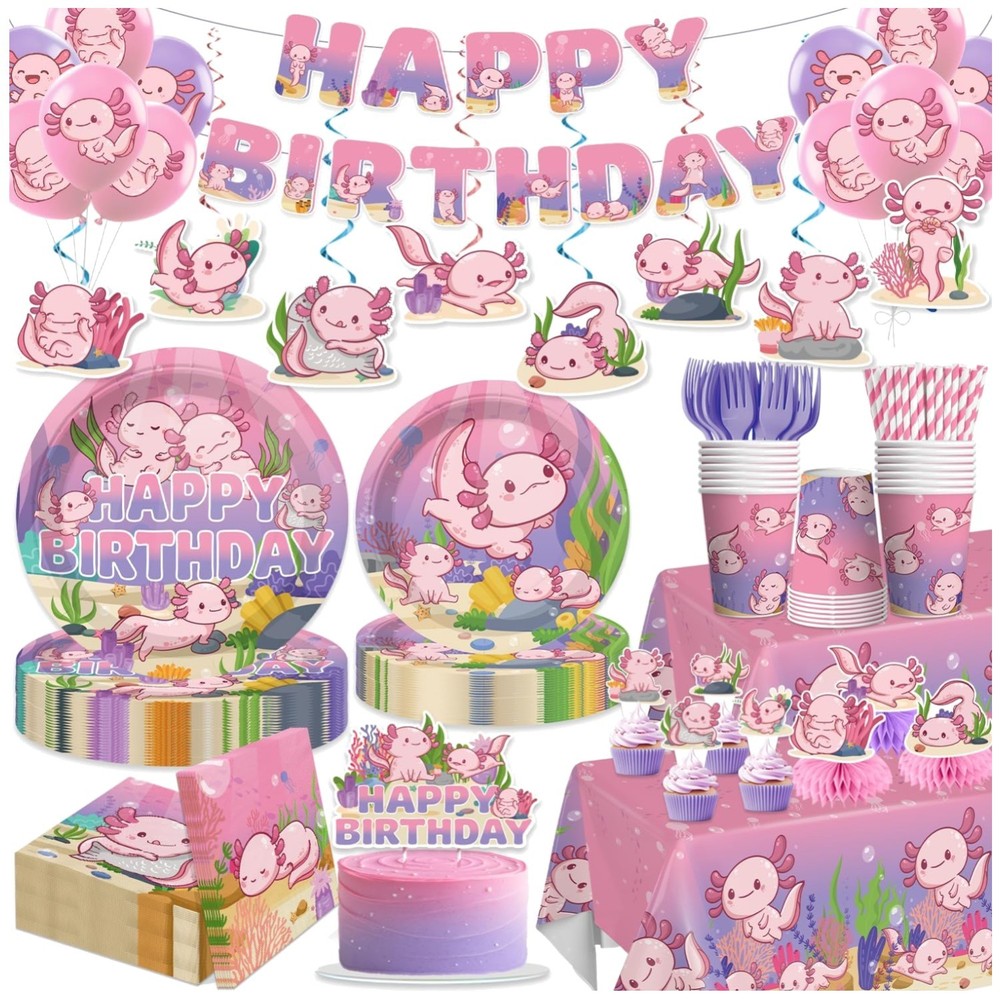 Axolotl Birthday Decorations Set for Girls