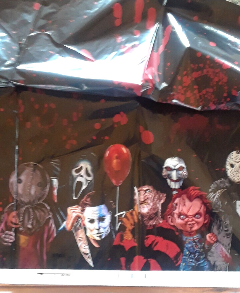 Halloween Plastic Tablecloth Horror Movie Characters Party Approximately 40 x 70
