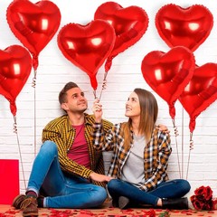 24 Globos De Aluminio Corazones Rojo 18 Inches Para San Valentín Mi Novia Mujer