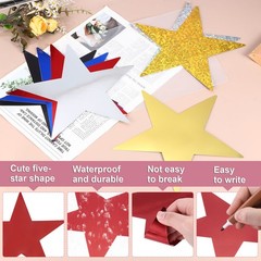 24 Pcs Red Stars Cutouts, 6 Inch Double Printed Paper Stars Cutout