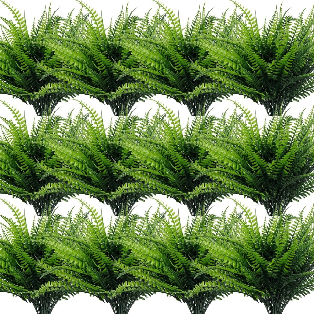 20 Bundles Artificial Plants Outdoor Faux Boston Fern Spring Decor, Fake Plants