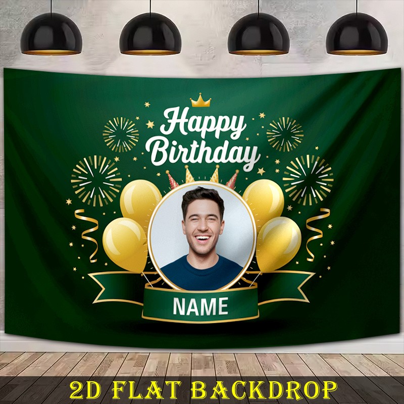 Personalized Banner Name Photo 2D Flat Birthday Banner Crown Men Party Backdrop☋