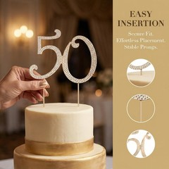 50 Cake Topper 50th Birthday Sparkly Rhinestone Cake Decoration, Sparkly Bli…