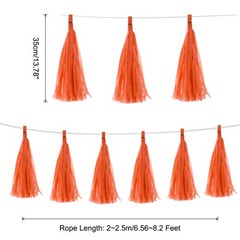 30Pcs Bright Orange Tassel Garland Banner with Rope