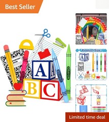 14-Piece Giant Back to School Decorations with ABC Themes & Inflatable Props