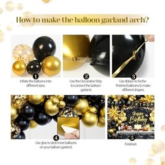 Black and Gold Birthday Decorations for Men Women, 71pcs Black and Gold Party