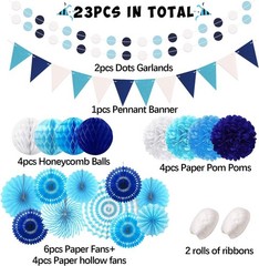 23Pcs Blue Birthday Party Decorations for Boys Men Navy Royal Light Blue | Ho…