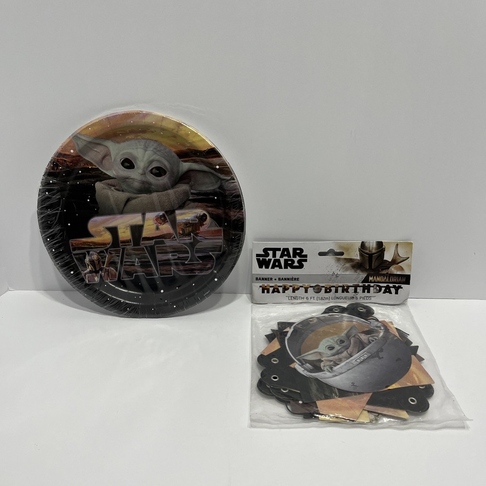 STAR WARS BIRTHDAY BANNER Mandalorian BABY YODA «happy birthday» 6′ long NEW!