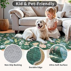 2×4 Rug Washable for Entryway – Non-Slip 2′ x 4′ (Rectangular), Green