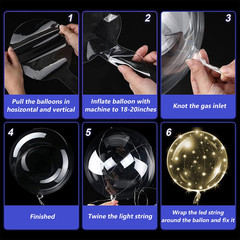 10 Pack LED Light Up BoBo Balloons Warm String Lights Transparent Party Balloon
