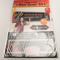 Rock & Roll Birthday Decorations, Banner Kit- Heavy metal Skull & Crossbones