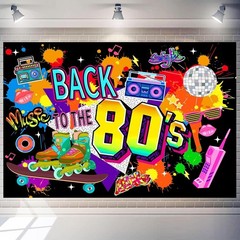 Fade-Resistant 80s Retro Background – 7×5 ft for Photography & Celebrations