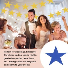 80 Pcs Blue Stars Cutouts, 6 Inch Double Printed Paper Stars Cutout