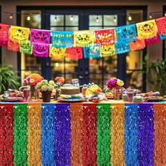 Cinco De Mayo Decorations, 2 Pack Fiesta Table Skirts Supplies for Fiesta Par…