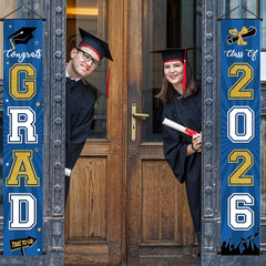 Graduation Banner 2026 Graduation Decorations Blue and Gold Grad Banner Porch Si