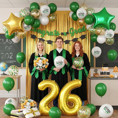 Green White Graduation Party Decorations, Green White 2026 Graduation