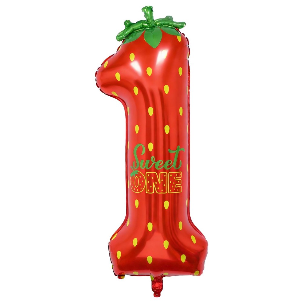 Berry First Birthday Decor, 40» Strawberry Number 1 Balloon Strawberry 1st B.