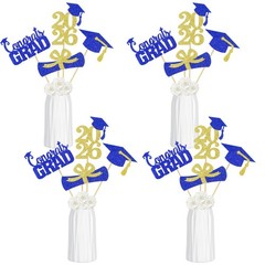 24 PCS Blue Gold 2026 Graduation Table Centerpiece Sticks Party Decor
