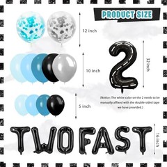 Two Fast Birthday Decor, 143Pcs Race Car Racing 2nd Birthday Party