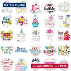 50Pcs Birthday Happy Party Decoration Decals for Water Bottles Cute Gifts Reward