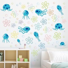117 PCS Jellyfish Bubbles Wall Stickers Under The Sea Birthday Party