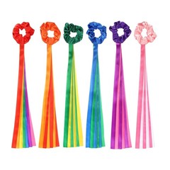 Rainbow Dance Ribbons, Wrist Streamers 6 Pcs & Rainbow Mix Set