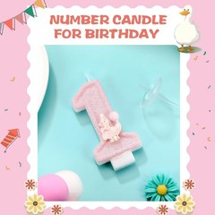 Cute Pink Silly Goose Candle – Ideal Cake Topper for 1st Birthday Celebrations