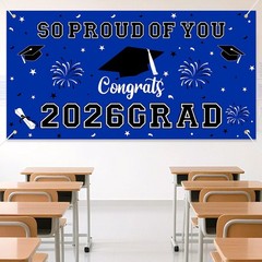 66×34″ 2026 Graduation Backdrop Banner Congrats Grad Class of 2026 Party Decor