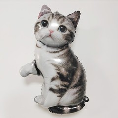 18PCS Gray Tabby Cat Balloon Set – Giant Kitten Foil Balloon, Pink Gray Paw P…